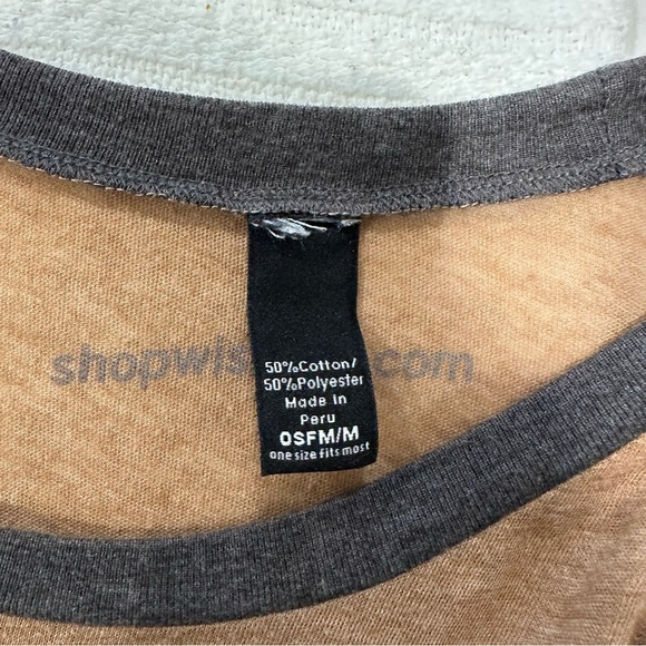 Alternative Apparel brown Buddha baseball tee shop wish list Greenwich yoga M - Picture 8 of 9